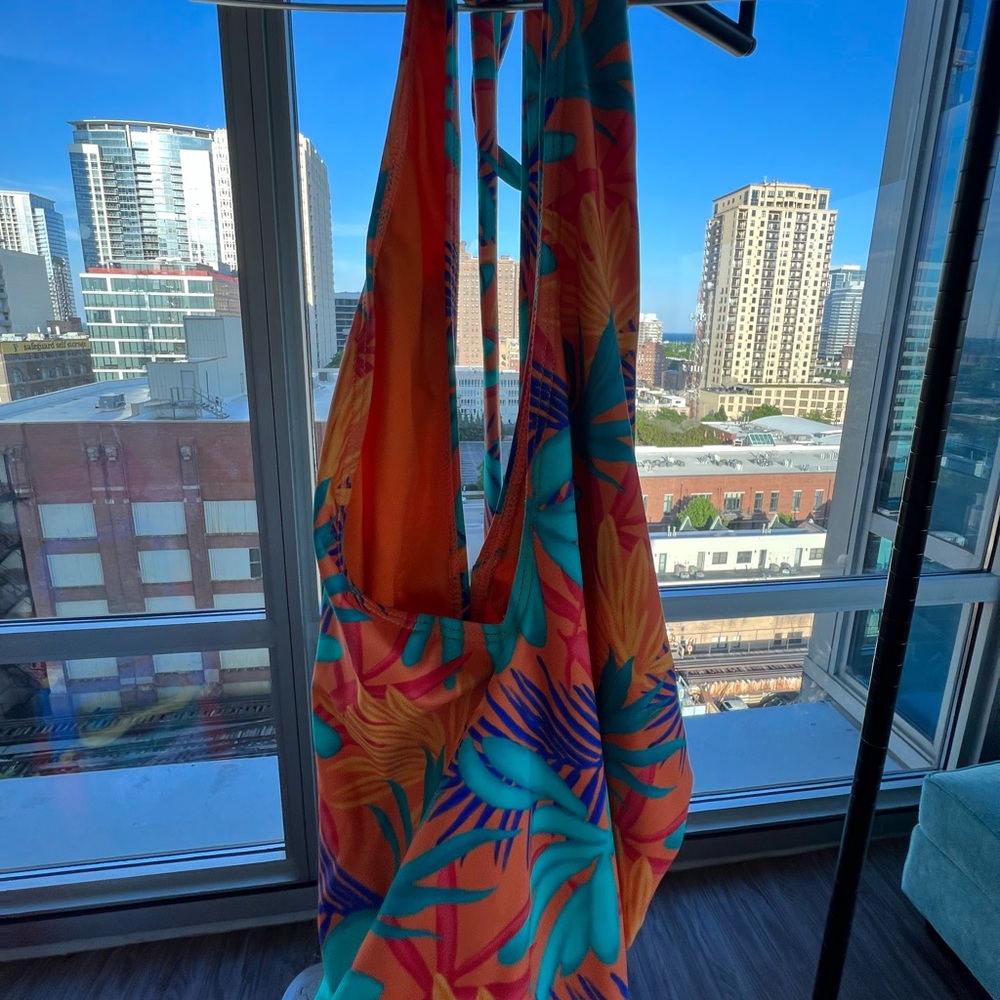Fun orange and teal swimsuit